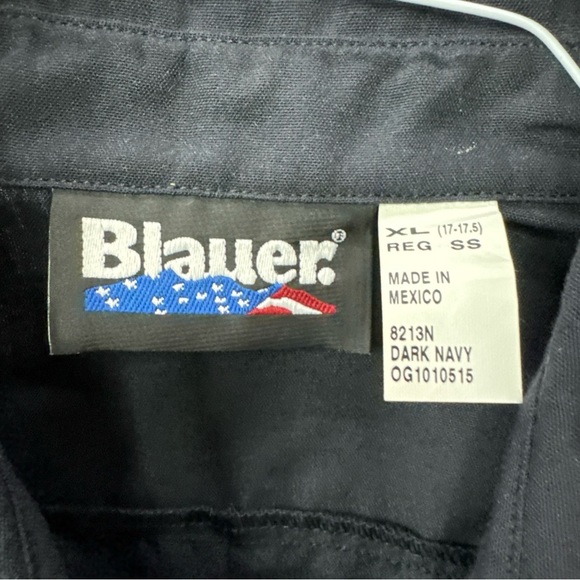Brand New Blauer XL Regular Nomex Short Sleeve shirt 8213N Navy 17-17.5 - Picture 3 of 7